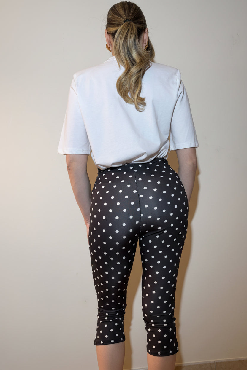 Capri Pants  Donna a Pois (Modello Pescatora) – Bianco/Nero