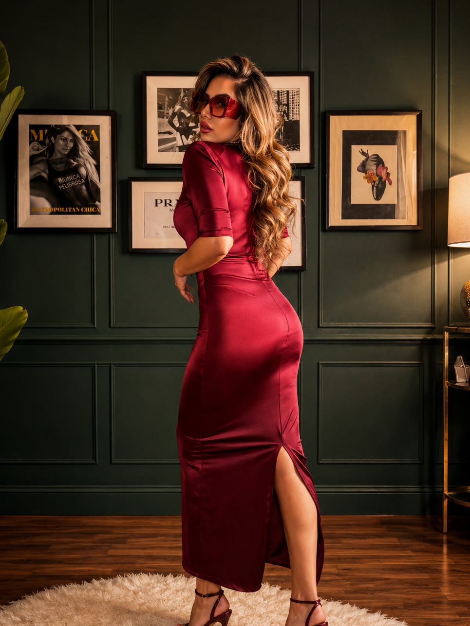 Abito Satin Burgundy Luxe