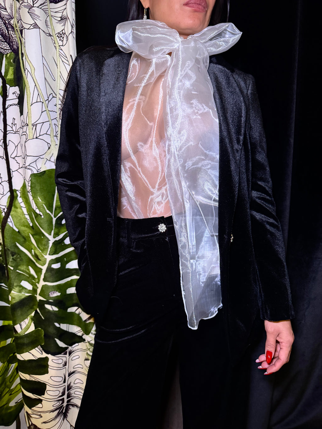 Tailleur Donna Nero Elegante con Blazer Monopetto