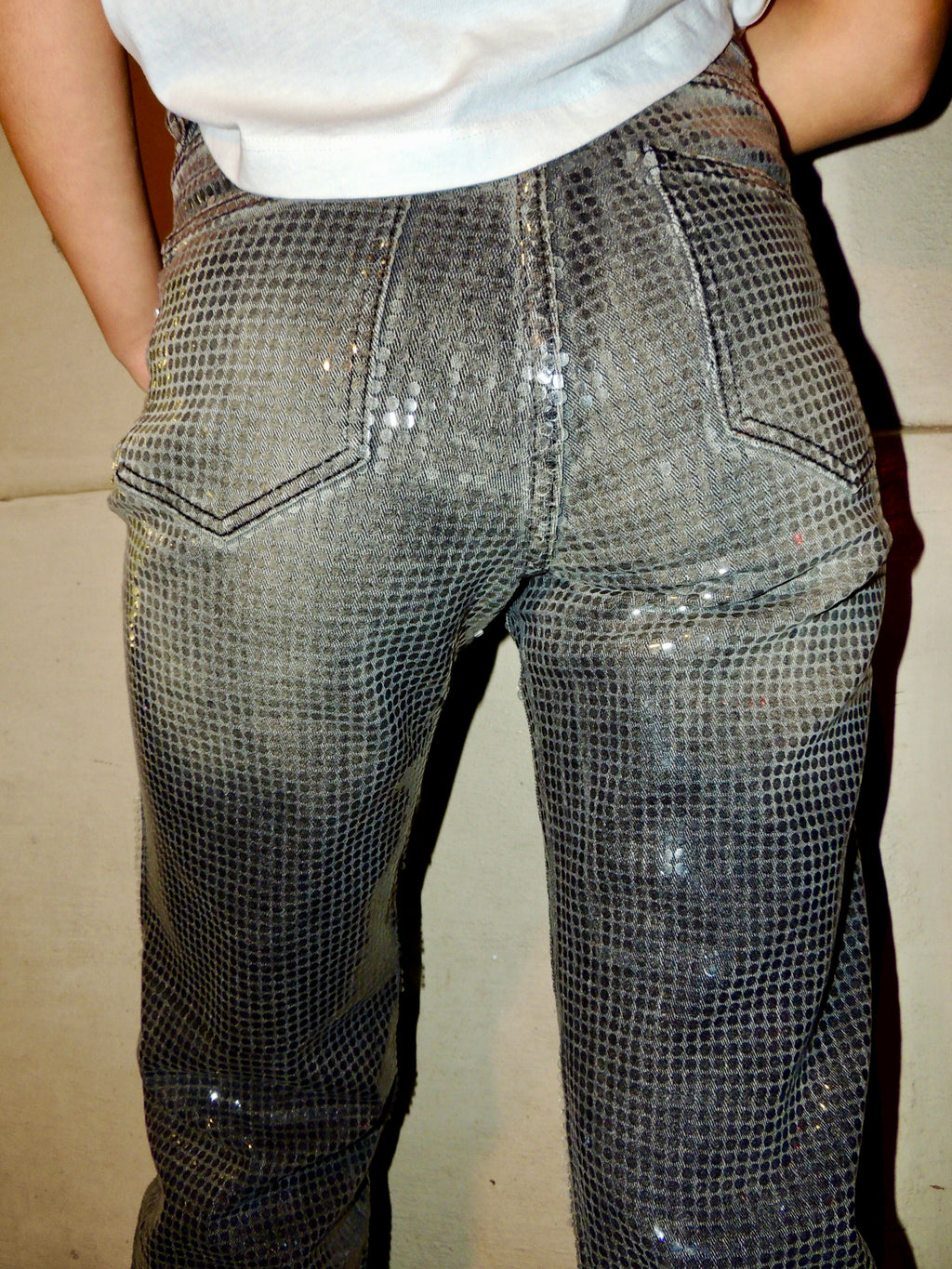 Pantalone lucido effetto coccodrillo