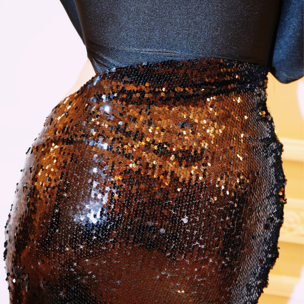 Rosalyn vestito elegante paillettes con body scollato in lycra , abiti in paillettes